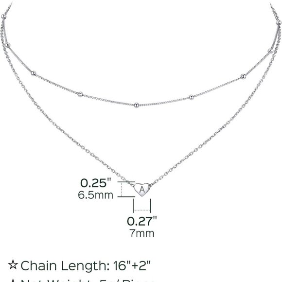 Double-Layered Sterling Silver Heart Necklace with Engraved Initials for Women - Picture 5 of 5